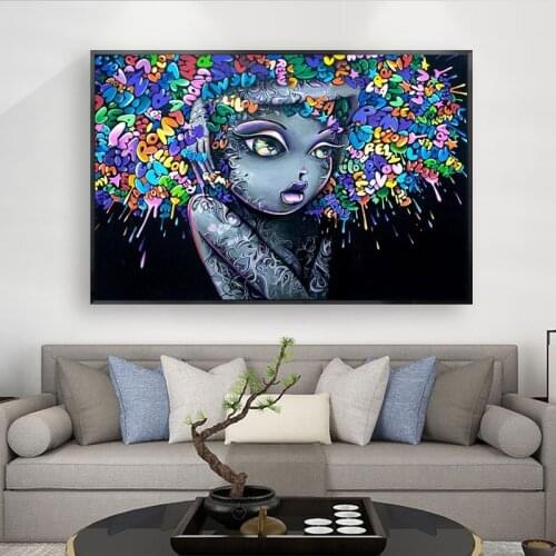 Lovely Girls Graffiti Art Canvas Paintings On The Wall Pictures For Living Room Pop Art Street Art Canvas Prints Home Decoration