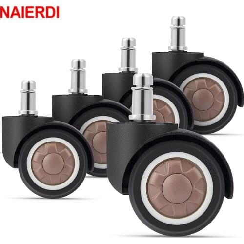 NAIERDI 5PCS TPR Soft Rubber 2" Universal Mute Wheel Office Chair Caster Replacement Swivel Rubber Caster Furniture Wheel