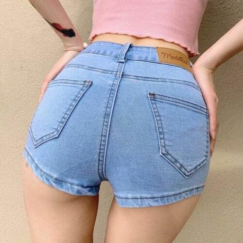 2020 Summer new European and American high-elasticity split high-waist denim sexy shorts