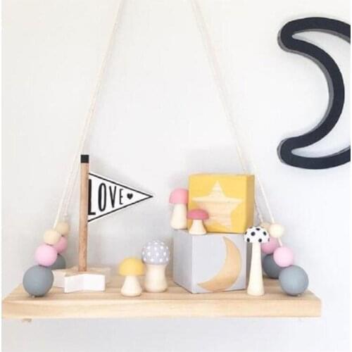 Hot Kids Baby Nordic Wall Wooden Pearl Room On Wall Decorative Shelves Photography Props Baby Room Gifts Organization Hanger