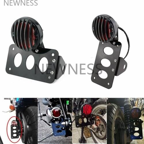 Motorcycle Vintage Brake Light Holder Number License Plate Bracket 3/4" Axle Side Mount Tail Light For Harley Cafe Racer Bobber