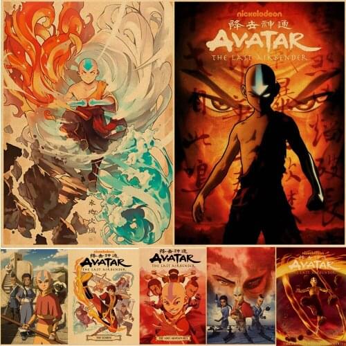 Cartoon Avatar The Last Airbender Kraftpaper Poster Home Decal Artwork Painting Funny Wall Sticker For Coffee House Bar