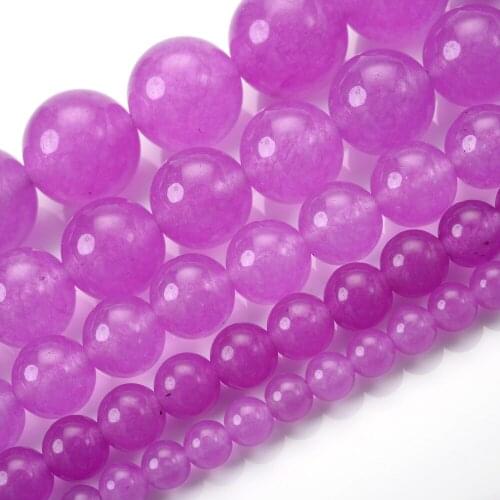 Natural Stone Purple Chalcedony Jades Round Loose Spacer Bead for Jewelry Making DIY Bracelet Charms Accessories 4/6/8/10/12mm
