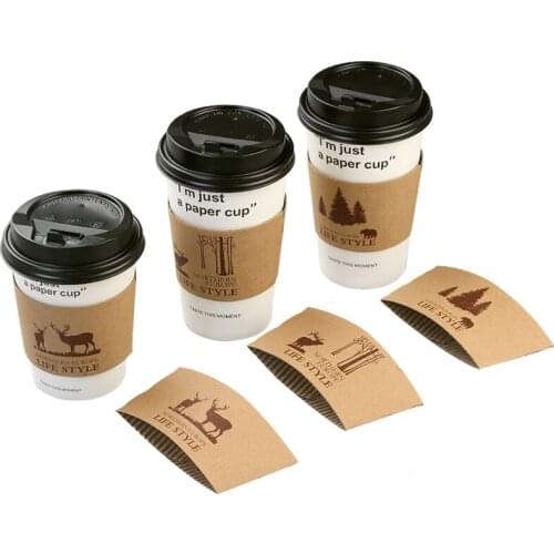 200 pcs Cup sleeve for 12/16oz disposable cups coffee Life style Double-deck kraft paper Cup sleeve Anti-hot Customized suppler
