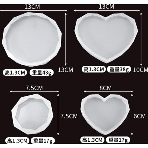 DIY Crystal Silicone Mold Heart Shaped Cut Triangle Round Cup Pad Table Base Tray Molud For Resin Casting High Mirror Molds