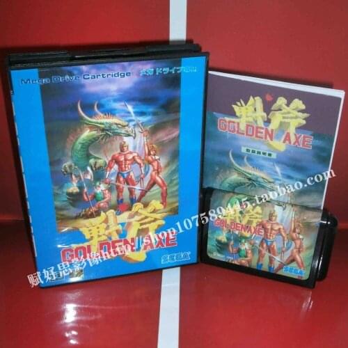 Sega MD game - Golden Axe (J) with Box and Manual for 16 bit Sega MD game Cartridge Megadrive Genesis system