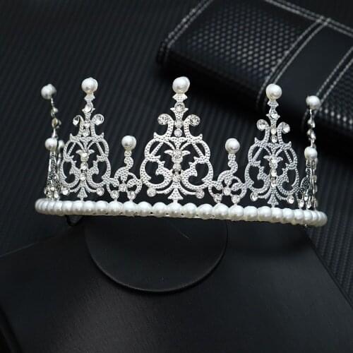 Pearls Crown Design Wedding Tiara Gold Silver Crystal Hair Comb Hairpin Bridal Jewelry Accessories Free Shipping