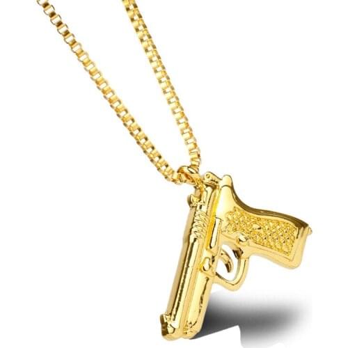 Hip Hop Pistol Necklace for Women Men Pendant Choker Jewellery Necklaces for Teen Girls