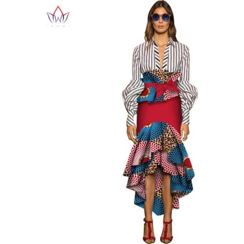 BRW Ladies Skirts Africa Style Mermaid Skirt Floral Long Skirts Summer Dashiki African Print Plus Size Women Clothing 6XL WY2669