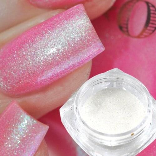 1Box White Gradient Shimmer Nail Glitter Powder Shiny Mermaid Pigment For Manicure Aurora Micro Dust Nails Art Decoration LEM/DX