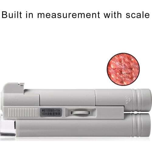 100x Portable Magnifier with Light Multifunction Pocket Led Adjustable Focal Microscope Loupe Handheld Jewelry Loupe Magnifier