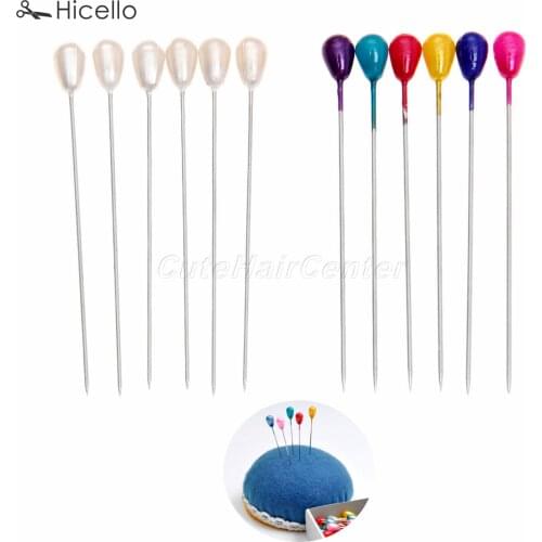 144PCS/box Bead Pins Sewing Needles Pearl Drop Head 55mm Mixed Color Multicolor/White Dressmaking Pin DIY Accessories Hicello