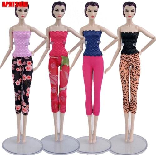 3sets/lot Colorful Mix Style Doll Clothes For Barbie Doll Lace Top Shorts Legging Outfits For Barbie Dolls 1/6 Doll Accessories