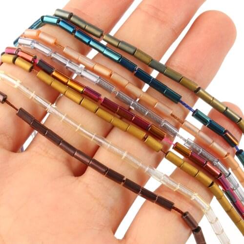 5x3mm Plating Cylindrical Glass Loose Sapcer Natural Stone Beads for Jewelry Making DIY Charm Bracelet Necklace Accessories 15"