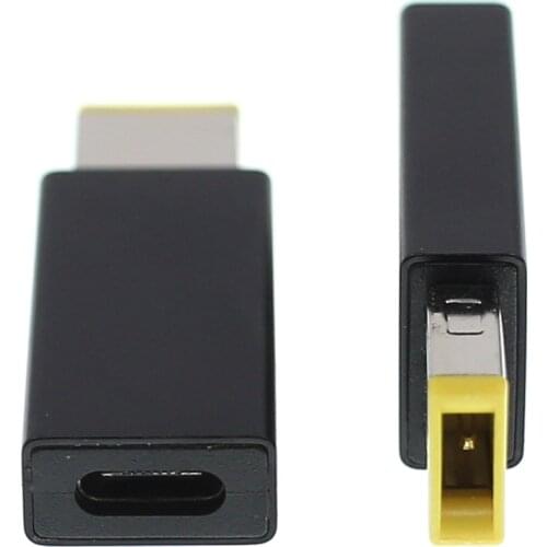 USB-C Type C Female to Rectangle Male PD DC Power Adapter Square Charger Converter 45W/65W 3.25A for Lenovo Thinkpad Laptop