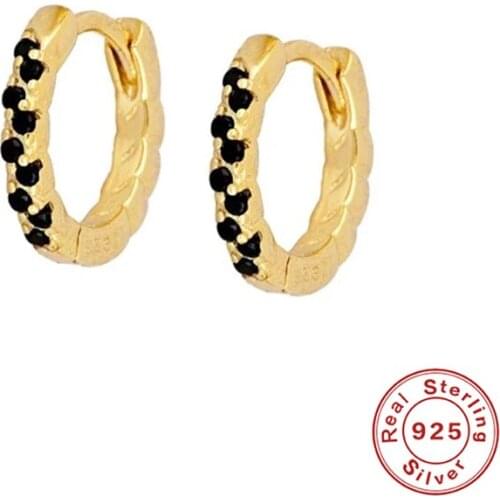 Aide 925 Sterling Silver 9mm Black Huggies Circle Hoops Earring Pendiente Ohrringe 2020 Rock Punk Fine Jewelry For Women