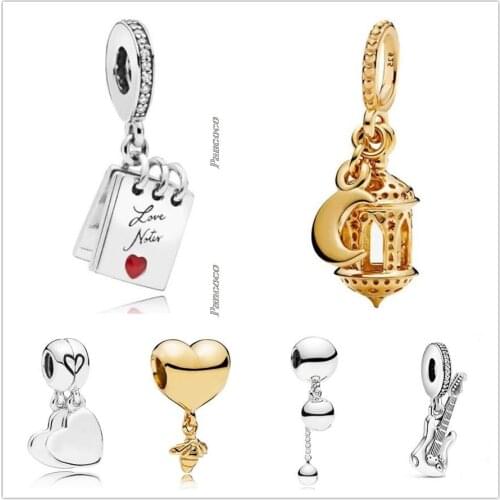 Authentic 925 Sterling Silver Shine Arabian Lantern With Star & Moon Charm Beads Fit Pandora Bracelet & Necklace Jewelry