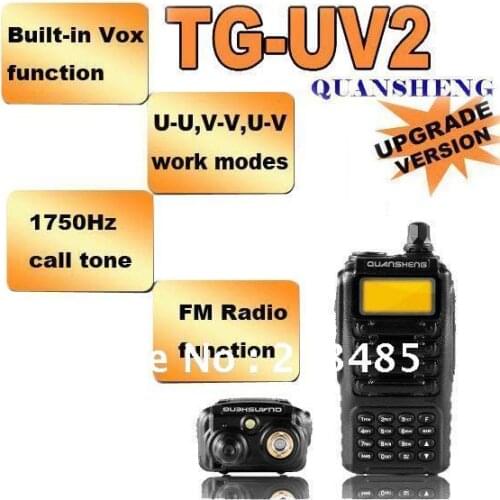Free Shipping QUANSHENG TG-UV2 Dual Band UHF&VHF LCD Walkie Talkie Two-way Radio for Security, hotel,Ham