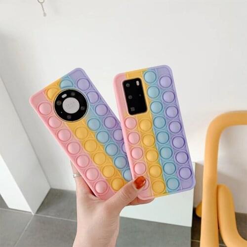 Push it Bubble Fidget Reliver Stress Phone Case For Huawei P40 Lite P30 Mate 40 Pro Nova 8 SE 7 6 5 Honor 10i 20i 8X 20 30 Cover