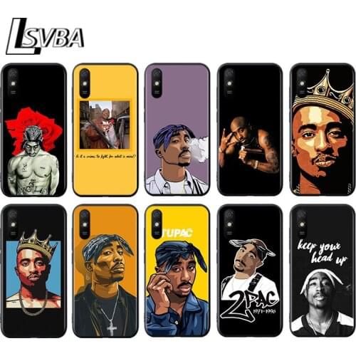 Rapper 2pac Tupac for Xiaomi Redmi 10X Pro 5G 9A 9I 9T 9 GO K40 K30 K20 Ultra 8 7 6 5 4X Pro Soft Black Phone Case