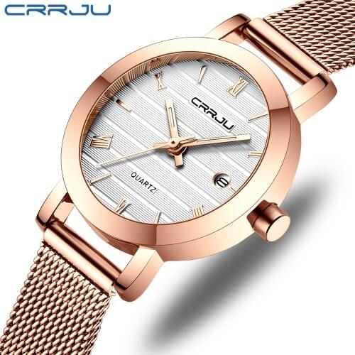 CRRJU Womens Dress Watches Fashion Ladies Watch Beautiful Minimalist Waterproof Date Slim Quartz Watches for Women Reloj Mujer