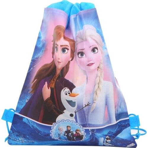 Frozen2 Children Kindergarten Non-woven Bundle Pocket Tote Bag Student Training Class Make-up Bag Party Supplies Gifts Bag