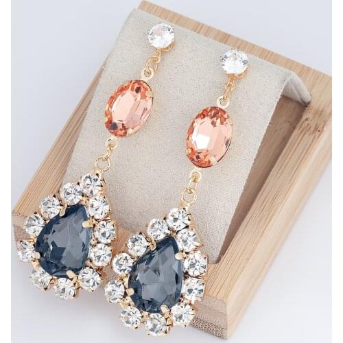 JIJIAWENHUA New Fashion Sparkling womens Rhinestone Pendant Earrings Jewelry Girl Dress Party Accessories