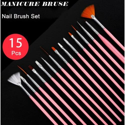 15Pcs Nail Art Brush Design Tips Painting Drawing Gel Polish Tool Manicure Manicure Nail Art Tools Painting Gel Tool Kits