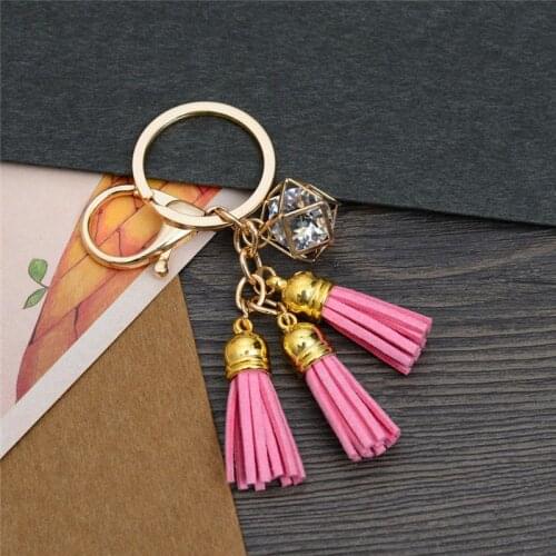 Leather Tassel Keychain For Women Bag Charm Womens Keyring llaveros mujer chaveiro porte cle chaveiros sleutelhanger EH652