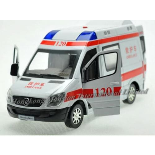 1:32 Scale Licensed Diecast Metal Alloy Ambulance Collection Car Model For TheBenz Sprinte RV Pull Back Sound&Light Toys Vehicle