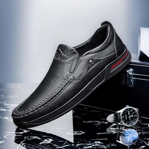 Men Genuine Leather Classic Hand Stitched Uppers Loafers Business Office British Lazy Shoes For Men