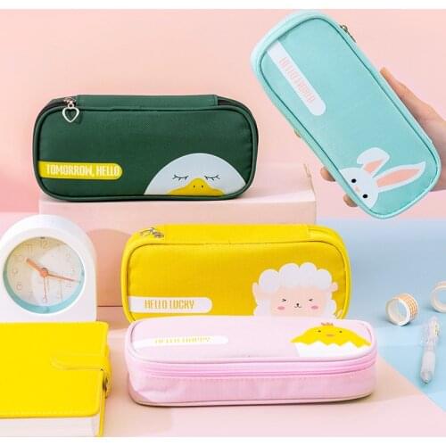 Cute Creative Cartoon Animal Pencil Case Zipper Pencil Box Stationery Box School Office Supply