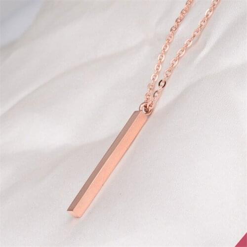 Fashion Bijoux Silver/Gold/Rose Gold Color No Fade Stainless Steel Short Chains Long Bar Pendant Necklaces High Quality