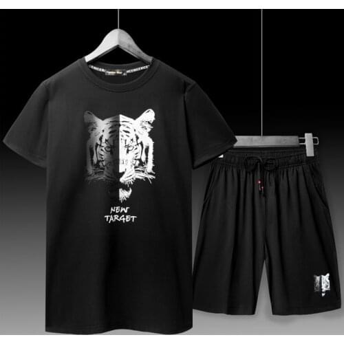 Summer Mens Short Sleeve T Shirt Tracksuit Ice Silk Shorts Korean Fashion Casual Sports Suit