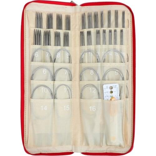 121pcs Double Point Stainless Knitting Needles Set Straight Needles Circular Knitting Needles Kit Crochet Hooks Set with Bag
