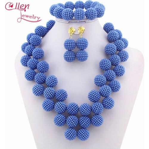 Nigerian Wedding bridal beads Jewelry Sets African beads jewelry set dubai Beaded Necklace set Free Shipping W10439