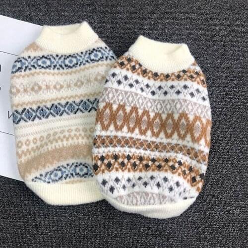 New soft sweater imitation mink velvet geometric pattern turtleneck vest sweater cat clothes Teddy Bichon Schnauzer small dog