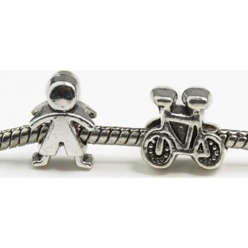 New Fashion DIY Unique Jewelry Loose Ball People Bicycle European Charms Fit Charms Bracelets & Bangles