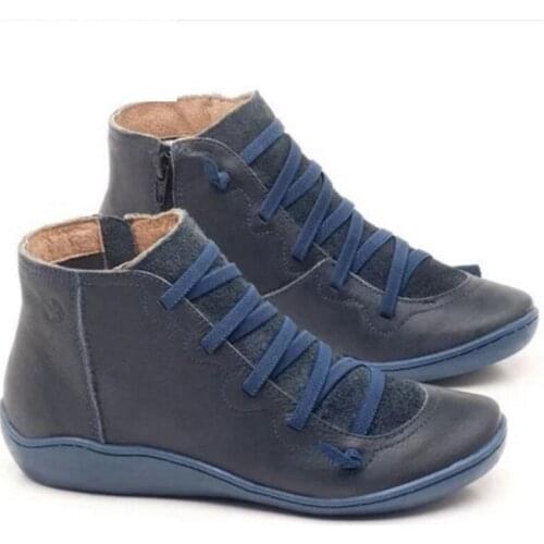 Autumn Winter Ankle Boots Women PU Leather Zip Vintage Ladies Shoes Fashion Flat Women Shoes Female Casual Womens Short Boots