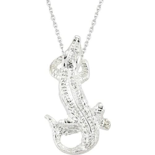 Real Silver 925 Jewelry Silver Crocodile Lady Necklace