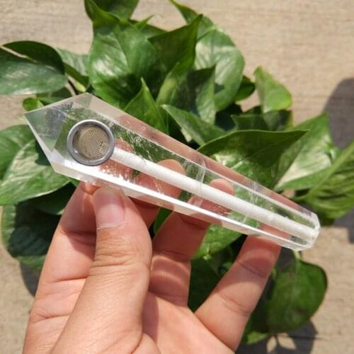 137mm Drop shipping wholesale Natural Quartz Clear crystal smoking pipe tobacco pipe point wand cigarette holder new design-03