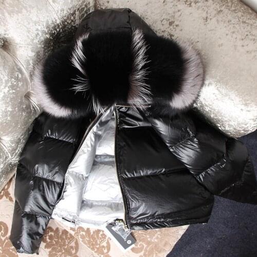 2020 Winter Coat Women Real Fox Fur Collar Puffer Down Jacket Women Double Side Wear Warm Korean Parka Manteau Femme 606