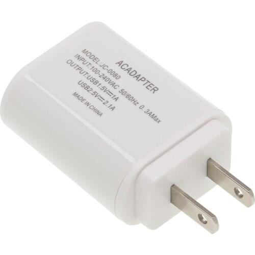 2pin US Dual USB Charger 2 in 1 5V 2A AC America wall power adapter charging charger for sumsung for huawei Xiaomi 500pcs/lot
