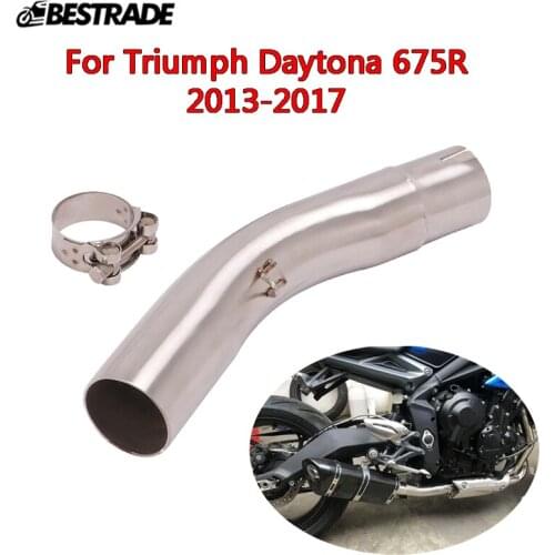 Motorcycle Middle Link Pipe Exhaust Connect Tips For Triumph Daytona 675R 2013 2014 2015 2016 2017 Stainless Steel Mid Tube