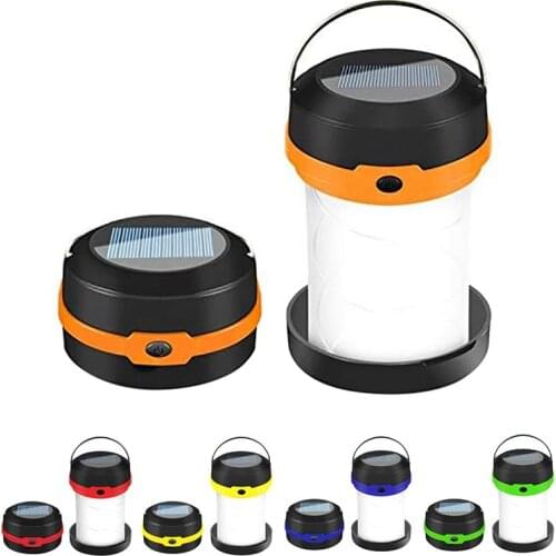 Solar Powered LED Camping Lantern USB Collapsible Solar Portable Chargeable for Hiking Camping Tent Hunting