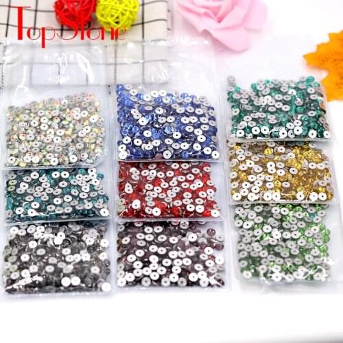 TopStones 3mm 4mm 5mm 6mm Glass Crystal Round Xilion Sew On Rhinestones with 1 Middle Hole sew-on stone