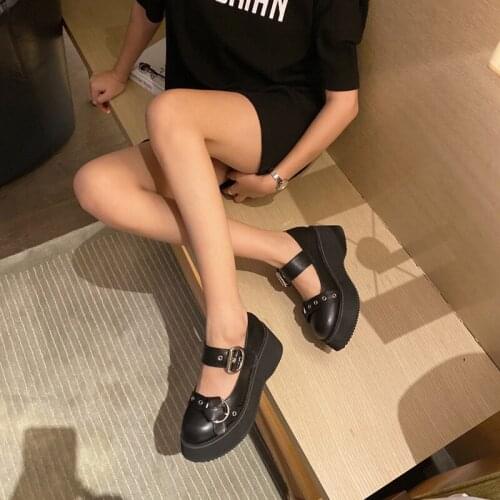 Autumn dress women Spring fall Goth shoes High Heels ankle strap heels Casual Shoes ladies low heel chunky shoes LJB171