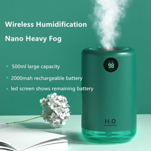 Air humidifier atomizer large capacity ultrasonic humidifier 2000mAh battery portable usb rechargeable simple LED home