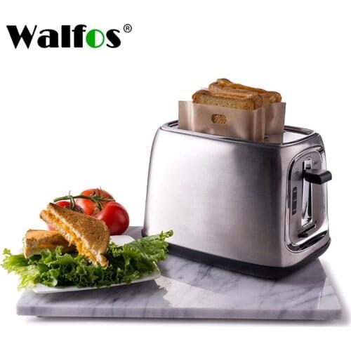 WALFOS 3 pieces 16*16.5CM Heat Resistant Non Stick Toast Bread Bags Bread Grill Microwave Bags Reusable Toaster Bags