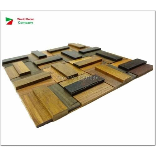 1 Box (11sheet) Size 30*30cm Southeast Asia Style Antique wood mosaic tiles home walls decoration material backsplash 3D panels